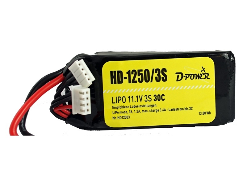 D-Power HD-1250 3S Lipo (11,1V) 30C XT-60