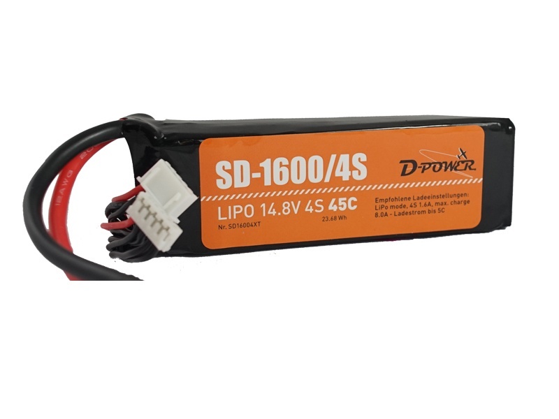 D-Power SD-1600 4S Lipo (14,8V) 45C XT-60