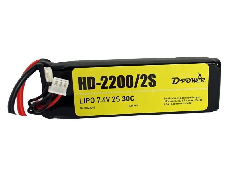 D-Power HD-2200 2S Lipo (7,4V) 30C XT-60