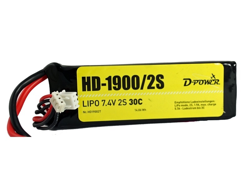 D-Power HD-1900 2S Lipo (7,4V) 30C XT-60